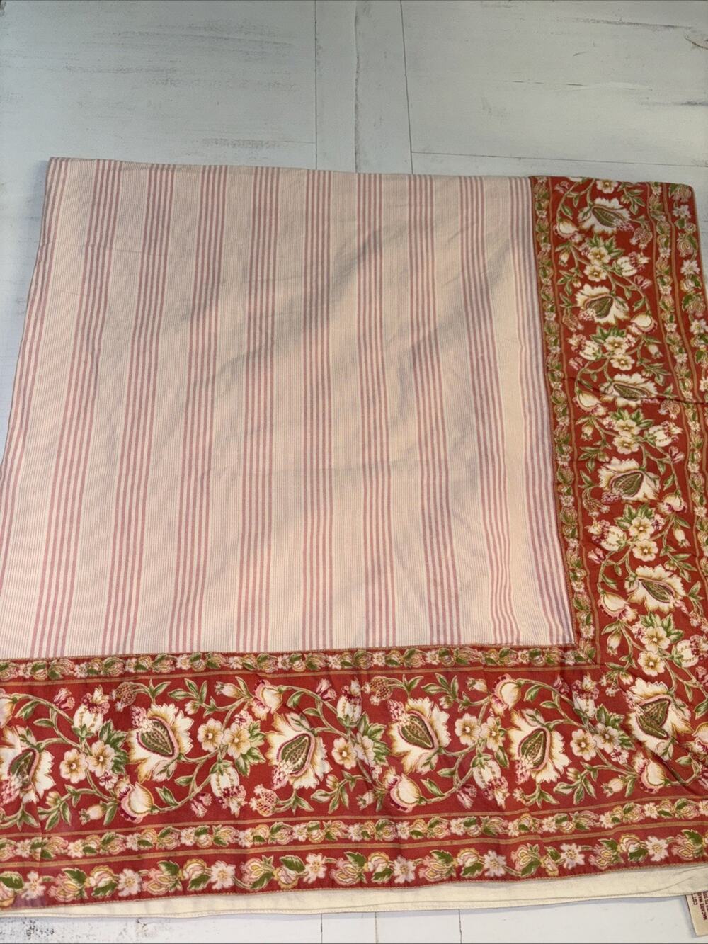April Cornell 50x50 Square Tablecloth Pink Tones And Print.